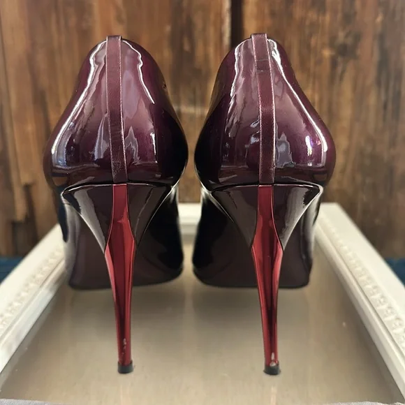 MIU MIU patent leather pump open toe maroon burgundy 39 designer